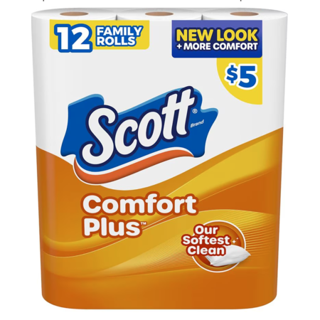 12-Count Scott ComfortPlus Toilet Paper 1-Ply Family Rolls 2 for $5.50 ...