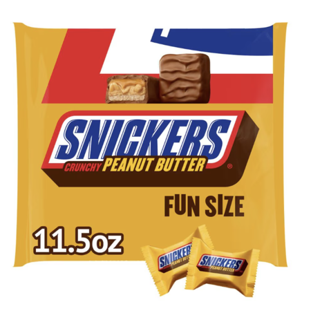 Snickers Fun Sized Candy: 10.6oz Chocolate or 11.5oz Crunchy Peanut ...
