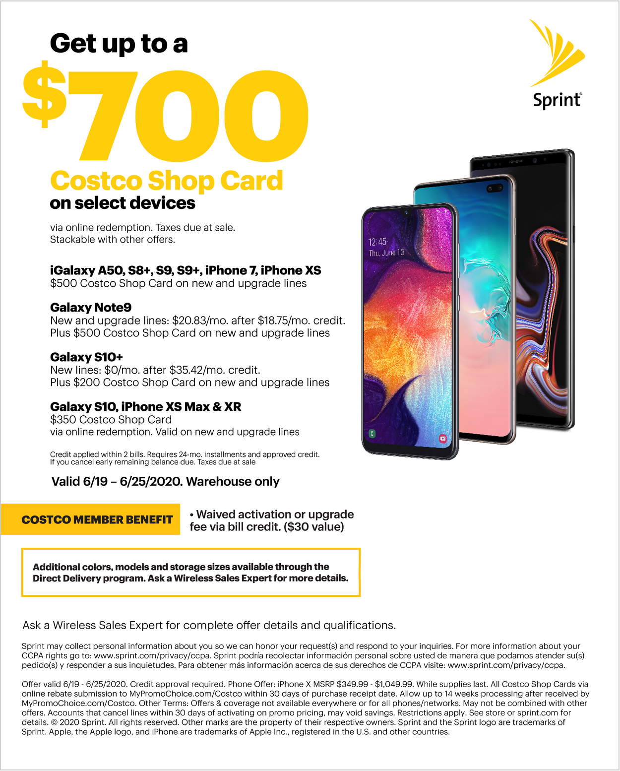 Costco In-Store: Buy iPhone XS (Sprint) for $600, Get $500 Back via Costco Shop Card