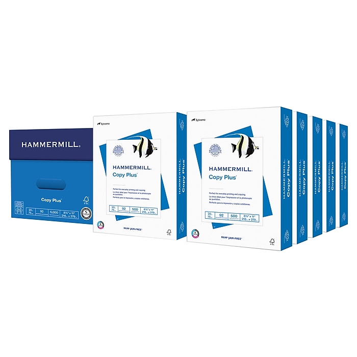 Hammermill Copy Plus 8.5" x 11" Copy Paper, 20 lbs., 92 Brightness, 5000 Sheets/Carton (10 Ream Case) $39.99 shipped AC staples