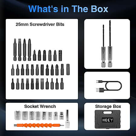 Cordless Screwdriver, 47 in 1 Electric Screwdriver,Dual Position Handle ...