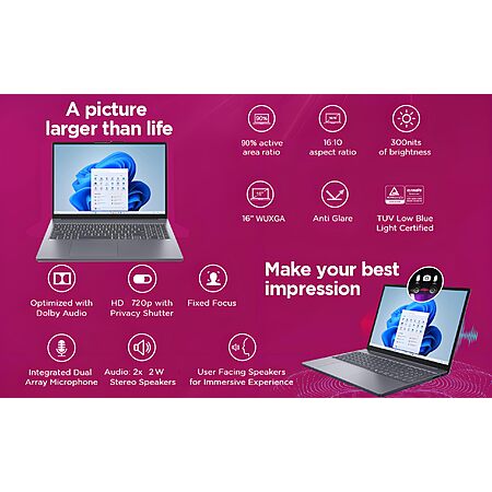 $750 FS AMAZON Lenovo Business Laptop, 16GB RAM, 512GB SSD, i5-13420H High-Compute H-Series CPU, 16" FHD+, Win 11