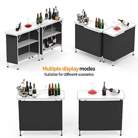 $56.40-$59.99 FS Walmart by Ktaxon 39" Foldable Bar Table, Mobile Bar with 3-Tier Shelves & Carry Bag - Perfect for Events, Pool Parties