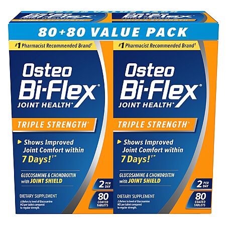 $24.04 or less S&S Q: Osteo Bi-Flex Triple Strength Glucosamine Chondroitin Supplement,160 Ct (2 x 80)