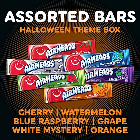 $13.50/$11.25 S&S CLIP Q Airheads Full-Size Candy Bars, Halloween Variety Pack, 90 Count Box