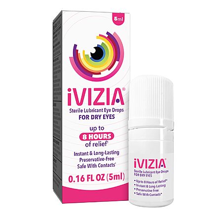 $6.44 for 1 or $9.50/2 or less S&S CLIP Q iVIZIA Sterile Lubricant Eye Drops for Dry Eyes, Preservative-Free, 5ml