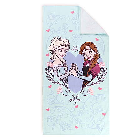 $5 FS Walmart+ or Pick Up Frozen Elsa and Anna Lovely Heart Kids Beach Towel, Cotton, Blue, Disney, 28" x 54"
