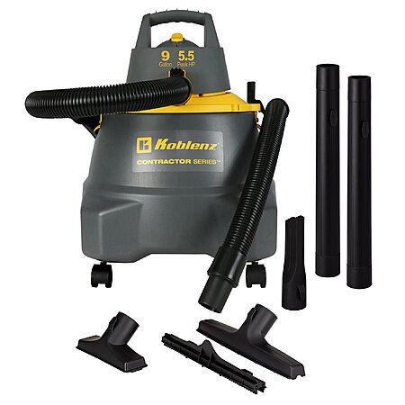 $60 LOWES Koblenz 9-Gallon 5.5 HP Corded Wet/Dry Shop Vacuum with Accessories Included