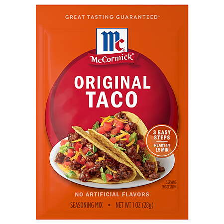 $2.31 for THREE get $1 Walmart Cash McCormick Original Taco Seasoning Mix, 1.0 oz Packet