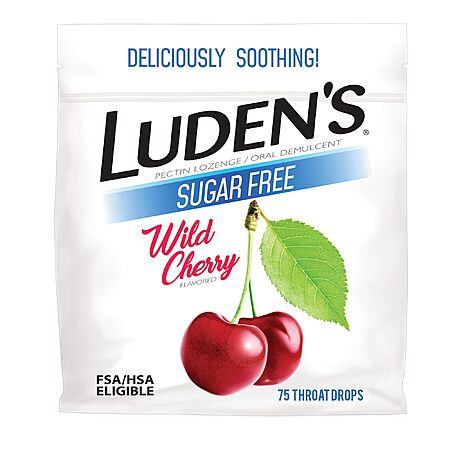 $2.46 S&S 40% off Q Luden's Sore Throat Relief Drops, Sugar-Free Wild Cherry, 75 Count