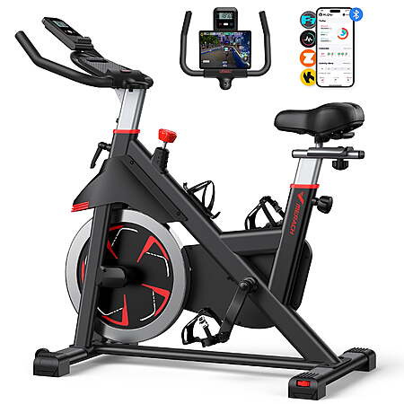 $149.99 ac FS WALMART by MERACH Exercise Bike Indoor Stationary Cycling Bike with 350lbs Weight Capacity 100 Resistance with LED Monitor Free APP Silent Belt Drive