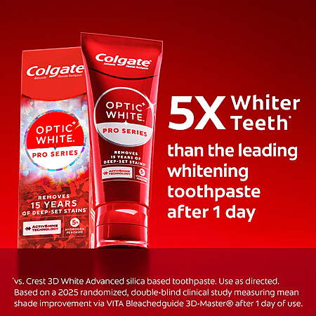$8.96 get $5 Walmart Cash limit 3: Colgate Optic White Pro Series Express White Toothpaste with 5% Hydrogen Peroxide, 3.0 oz