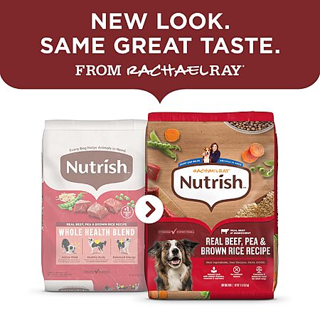 $30.21 S&S Q or less Nutrish Dry Dog Food, Beef, Pea & Brown Rice, 40 lb. Bag (Rachael Ray)