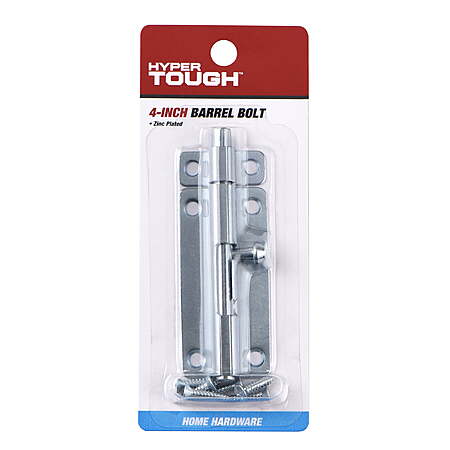 $4.44 Walmart Hyper Tough 4 in. Barrel Bolt, Zinc Plated with mounting screws, 1 Pack