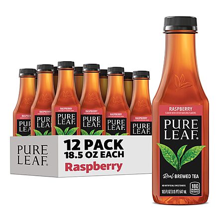 $12.24 S&S / Q Pure Leaf Iced Tea, Raspberry, Real Brewed Tea, 18.5 Fl Oz Bottles (Pack of 12)