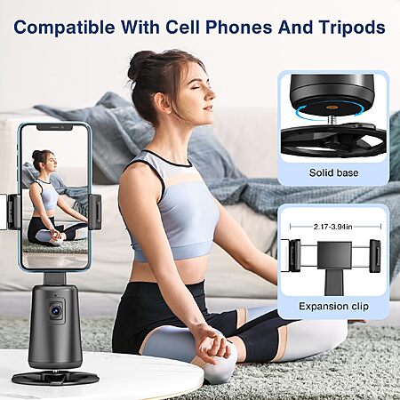 $18.49 FS AMAZON AC Auto Face Tracking Tripod 360° Rotating Cell Phone Stand