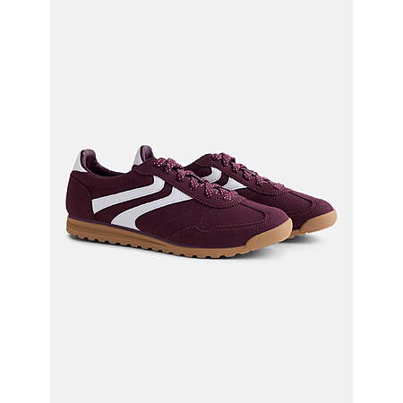 $18 FS WMT+ or Pick Up where avail: No Boundaries Women's Faux Leather and Suede Retro Inspired Lace Up Sneakers (BURGUNDY) size 6-11