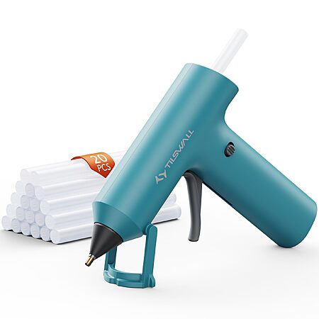 $13 AC AMAZON Tilswall Cordless Hot Glue Gun W106s with Rechargeable 2Ah Blue