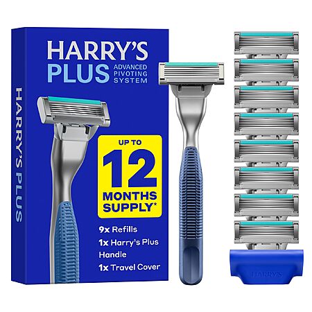 $17.20 S&S Clip Q Harry's Plus Razor Value Pack - Premium Handle and 9 Razor Blade Cartridges