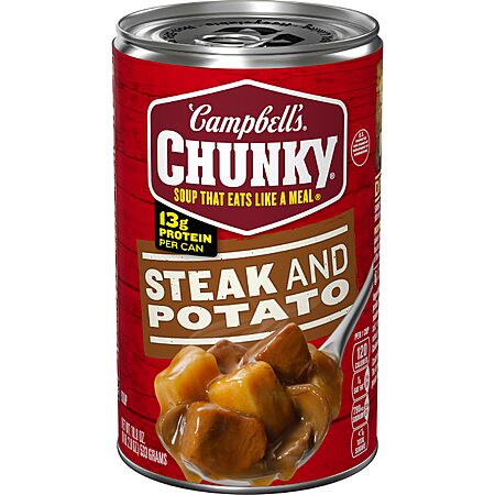 $1.89/1 or $5.67/3 S&S Campbell’s Chunky Soup, Steak and Potato Soup, 18.8 oz Can