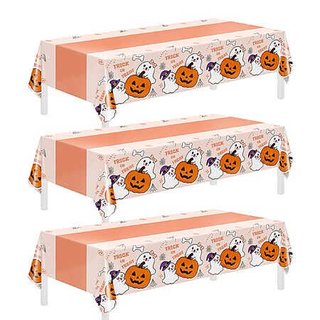 $7.19 Amazon Three Count 54" x 108" Disposable Plastic Tablecloths, in themes for Football Game Parties, Halloween or Christmas Season (Snowmen)