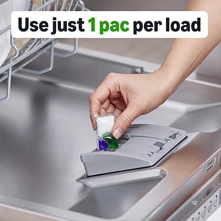 $13.10 or less S&S PRIME ONLY Amazon Basics Triple Action Dishwasher Pacs, Fresh Scent, 90 Count Buy 4, save more promo