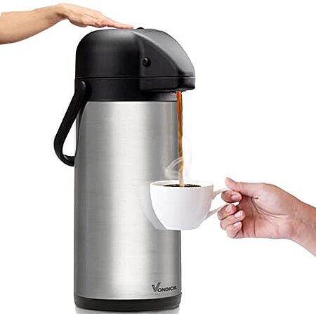 $19.49 ac FS AMAZON 85 oz (2.5L) Airpot Coffee Carafe with Pump, Insulated Stainless Steel Coffee Dispenser, Coffee Carafes for Keeping Hot/Cold