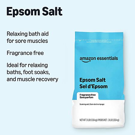 $15.68 PRIME ONLY S&S Amazon Essentials Epsom Salt Soak, Magnesium Sulfate USP, 3 Pound, 6-Pack