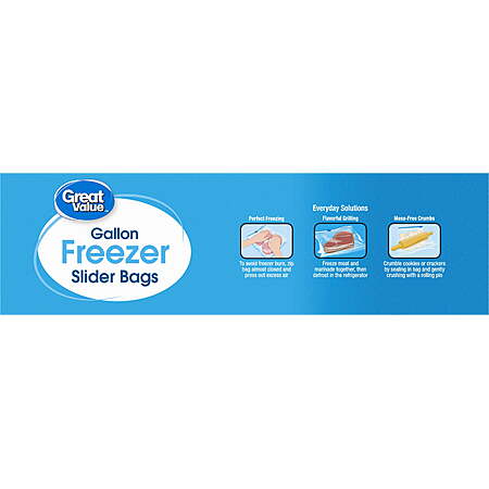 $6.77 FS WALMART+ or pick up 60 Count Great Value Slider GALLON Freezer Bags