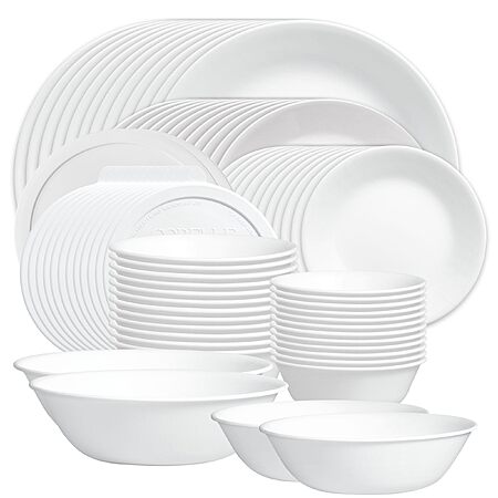 $198ac FS AMZ Corelle Winter Frost White 78-Piece Round Dinnerware Set, Service for 12
