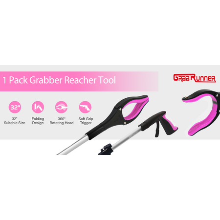 $7.83/1 or $13.48/2 AC 32" Grabber Reacher Tool, Grabbers with 4" Wide Anti-Slip Jaw Foldable Reacher Grabber Pickup Tool with Rotating Head & Magnet for Seniors