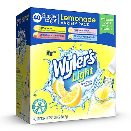 $3.98 or less S&S PRIME ONLY: Wyler's Light Singles To Go Drink Mix, Lemonade Variety Pack, 40 Packets