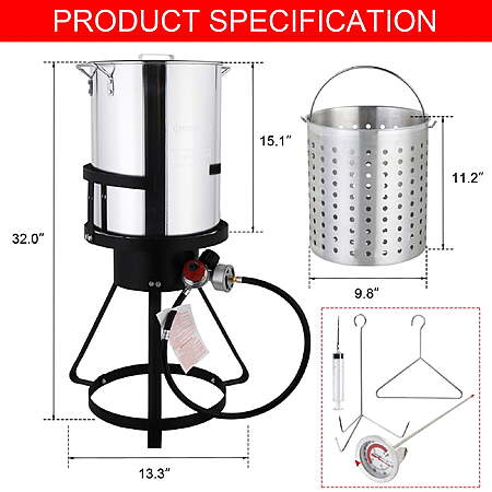 $70 FS WALMART by ZIMTOWN 30qt Outdoor Fryer Turkey Fryer Deep Fish Propane Boil Pot Outdoor Cooking 55000BTU