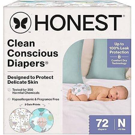$18.36 or less S&S/Clip Q The Honest Company Daytime Diapers, All the Alpacas, Size Newborn, 72 Count