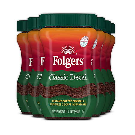 $45.52 FS Walmart get 50c Wmt Cash: (6 pack) Folgers Classic DECAF Instant Coffee, 8 oz Jar (Pack of 6)