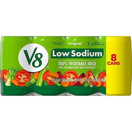$29.02 WALMART 48 count V8 Low Sodium or Original 100% Vegetable Juice, 5.5 fl oz Can