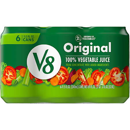 $14.88 WAL MART (4 pack) V8 Original 100% Vegetable Juice, 11.5 fl oz Can, 24 Count (4 Packs of 6)