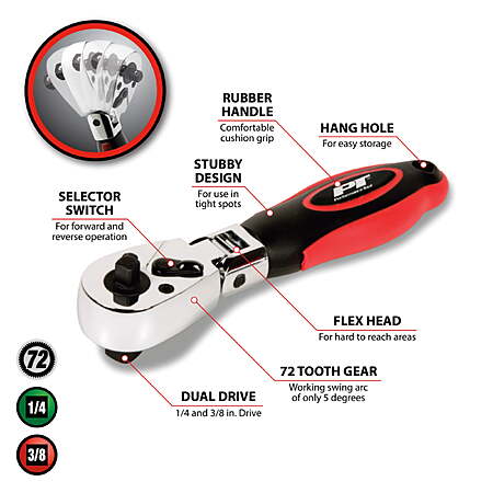 $11.55 FS WALMART+ by Performance Tool --- 1/4" & 3/8" Dual Drive Flex Ratchet WMR-W9116