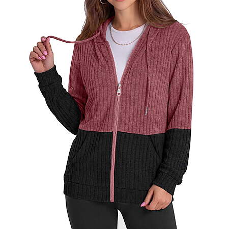$17 FS Walmart+ by Rosvigor -- Womens Oversized Zip Up Hoodies t Color Block Sweatshirts , S-3XL in 9 color options