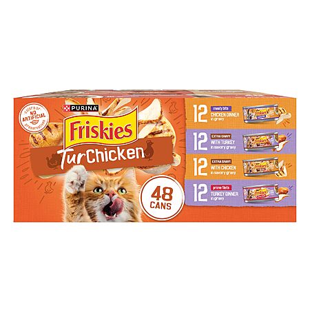 $94.35 S&S/Q, get $25 AMAZON Credit Free Ship for ALL: 128 cans of select FRISKIES WET CAT FOOD 5.5 oz cans