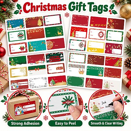 $3.49 ac AMAZON Christmas Gift Tags 108 PCS Name Stickers for Christmas Wrapping Paper