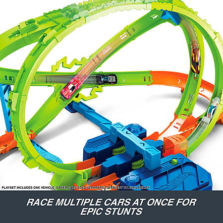 $50 get $10 Walmart Cash Hot Wheels Stunt Tracks Hypersphere Crash with Motorized Booster, Loop and 1 Die-Cast Car 1:64 Scale