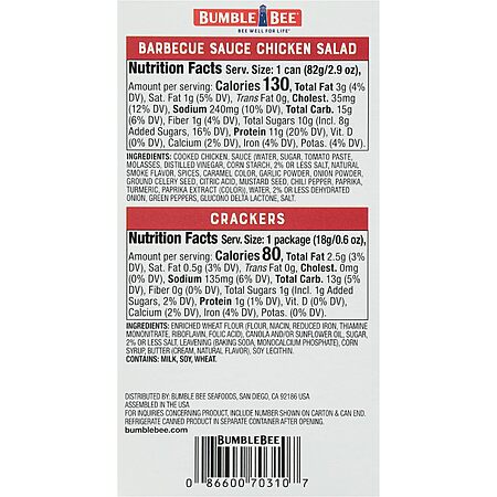 $13.66 or less S&S, 10% off Q Bumble Bee Snack On The Run! BBQ Chicken Salad Kit (Pack of 12) | Ready to Eat Chicken Salad with Crackers 12g Protein