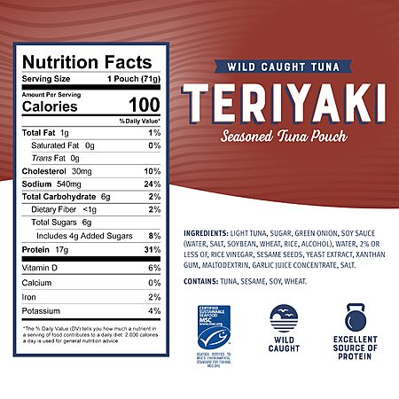 $10.06 or less S&S 10% clip Q: Bumble Bee Teriyaki Seasoned Tuna Pouch, 2.5 oz (Pack of 12)