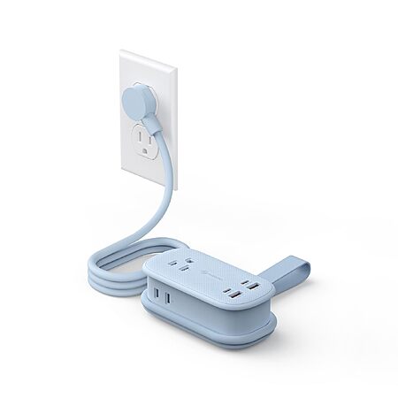PHIXERO PhiPlug Travel Power Strip 7 in 1 45W GaN Flat Plug Blue