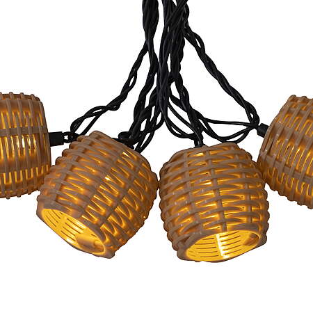 Mainstays 10-Light 7.4-Feet Plug-in Beige Rattan Outdoor String Lights
