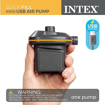 Intex Mini USB-C Powered Air Pump with 3 Nozzles for Mattresses and Inflatables $9.88