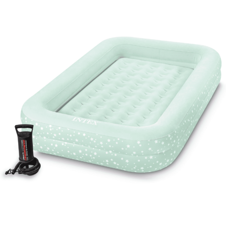 Intex Kids Travel Air Mattress Inflatable Bed w/ Raised Sides and Hand Pump