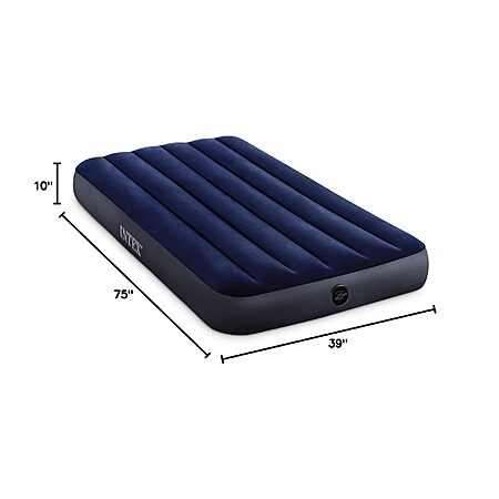 Intex 64757E Dura-Beam Standard Downy Air Mattress: Fiber-Tech - Twin Size - 10in Bed Height - 300lb Weight Capacity - Pump Sold Separately