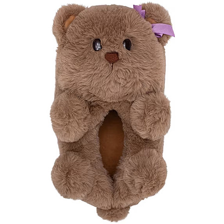No Boundaries Plush Animal Slippers Brown or White Size 7/8